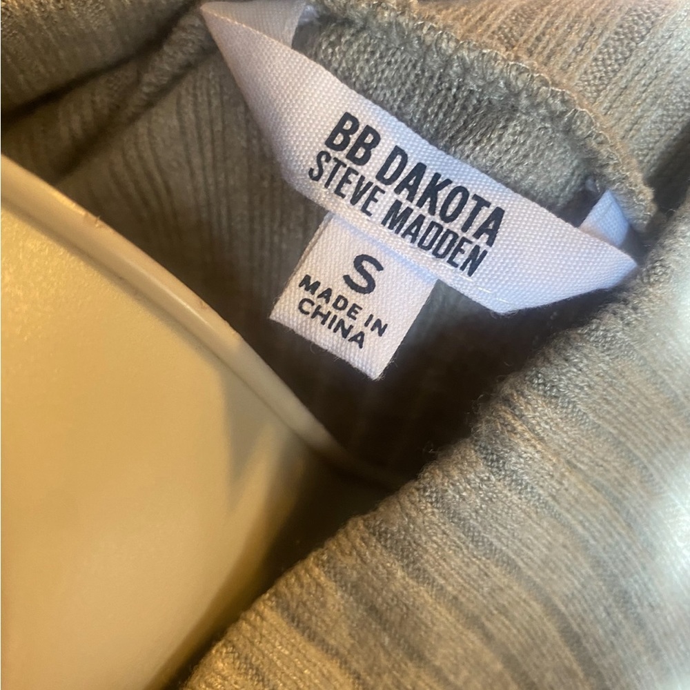 BB Dakota Steve Madden Heather Toffee Ribbed Mock-neck Sweater Dress Pockets - Picture 5 of 6